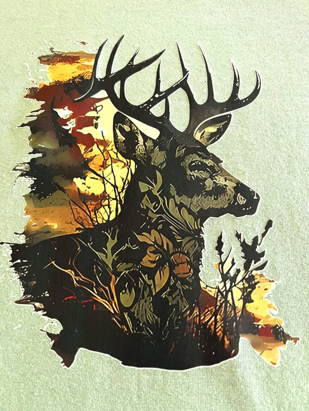 Men Deer Camo Sage Gildan T-shirt Size: XL - Picture 3 of 3